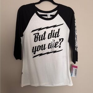 Black and White Graphic Raglan Tee